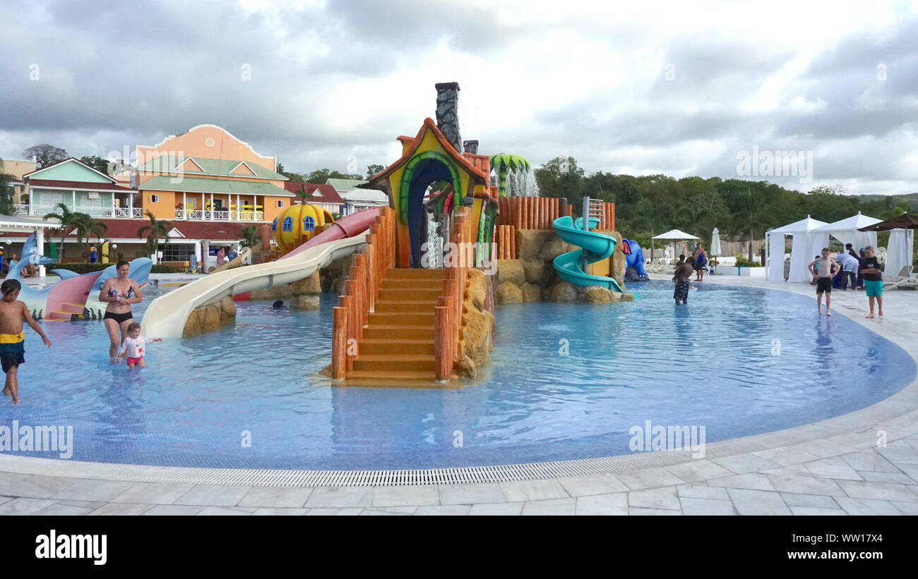 Water Park im Grand Bahia Principe Resort in Runaway Bay, St. Ann, Jamaika Stockfoto