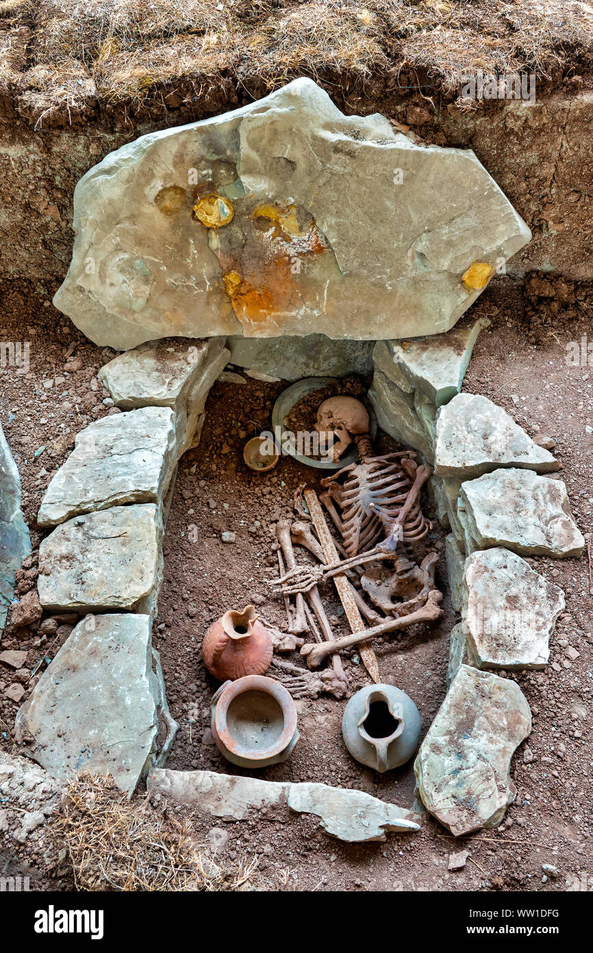Bleibt in der Nekropole von Gegali Yayla gefunden erhalten in das Archäologische und das Ethnographische Museum, Damirchi Damirchi, Aserbaidschan Stockfoto