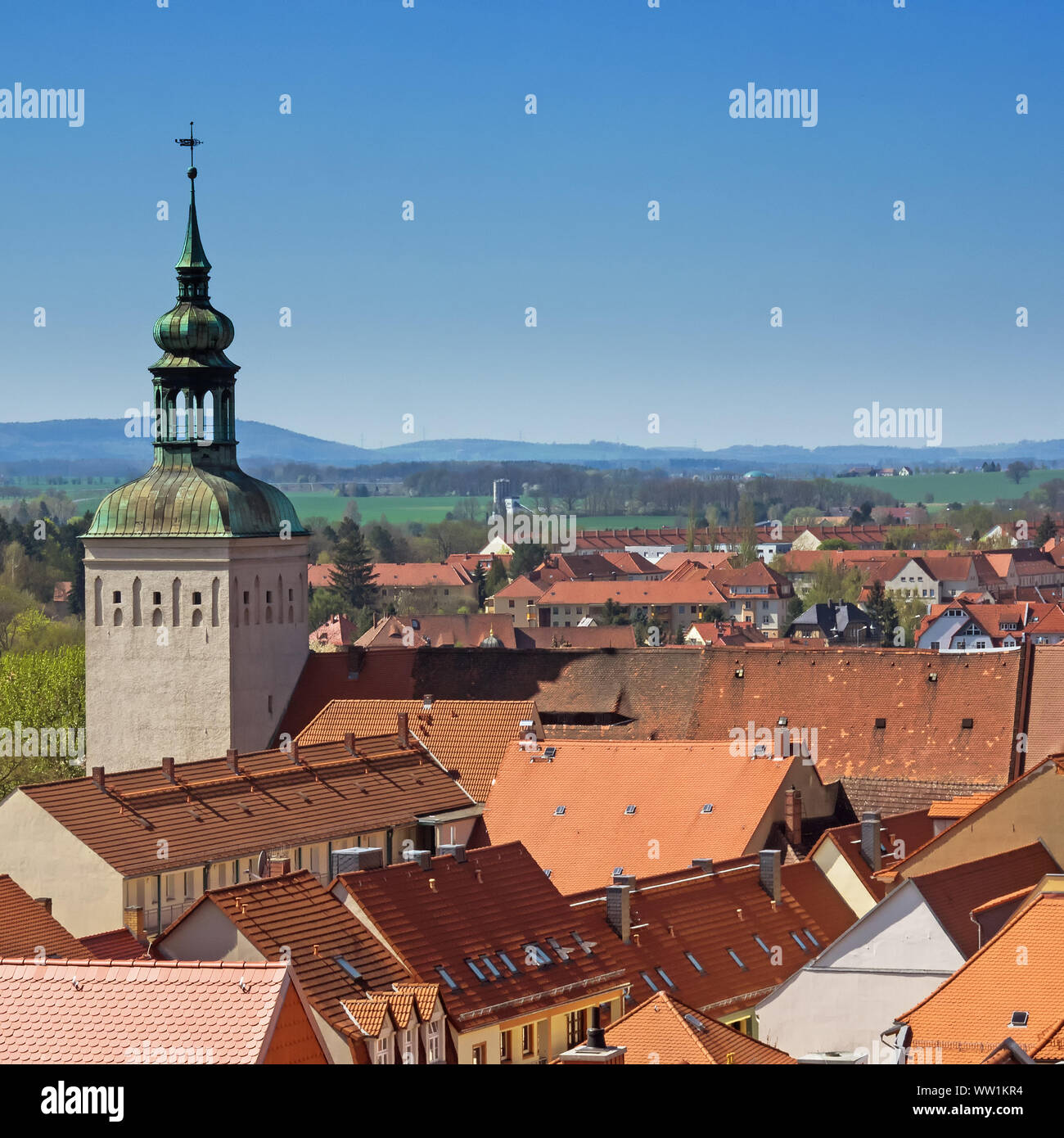 Bautzen, Sachsen, Deutschland: Luftaufnahme der Stadt Bautzen Lauenturm mit historischen Turm'' Stockfoto