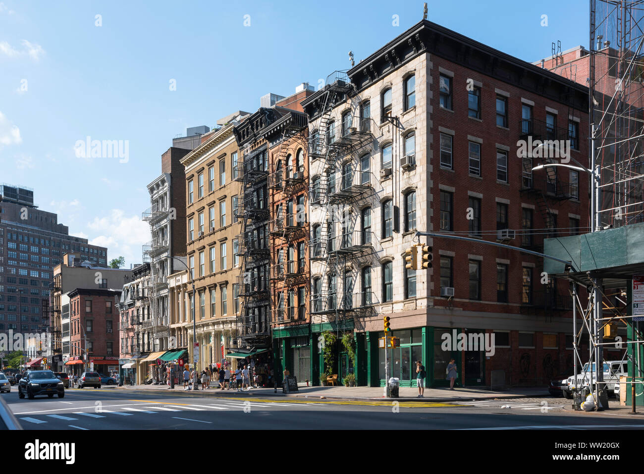 Canal Street New York, Aussicht im Sommer von typischen downtown Manhattan Gebäude aus dem 19. Jahrhundert entlang der Canal St., Soho, New York City, USA Stockfoto
