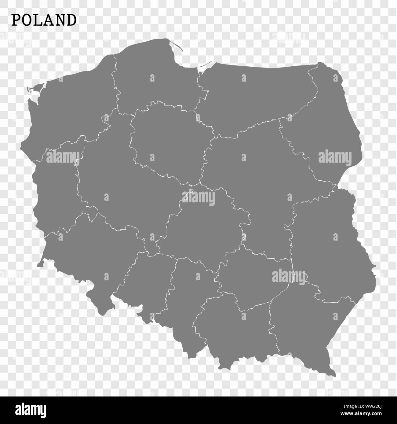 Hohe Qualität Karte von Polen mit den Grenzen der Regionen Stock Vektor