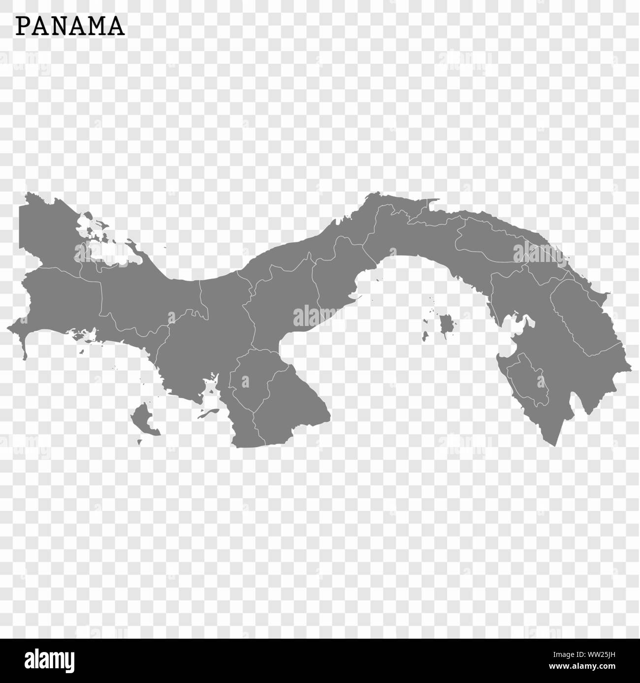 Hohe Qualität Karte von Panama mit den Grenzen der Regionen Stock Vektor