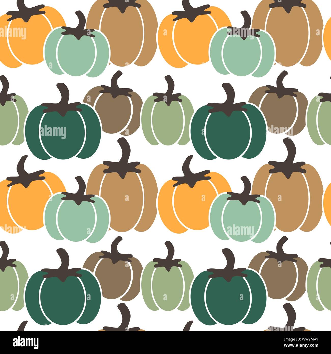 Die nahtlose Vektor Muster Hintergrund Abbildung mit Kürbissen Stock Vektor
