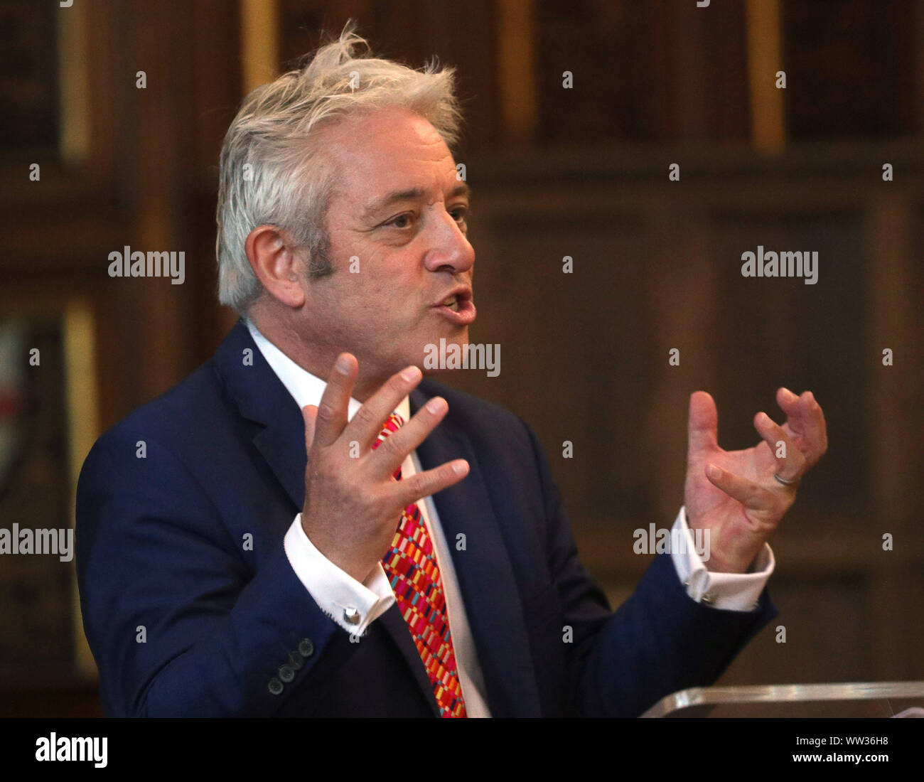 Sprecher des Unterhauses, John Bercow, Rede auf der 6. jährlichen Bingham Vortrag in Middle Temple in London. Stockfoto