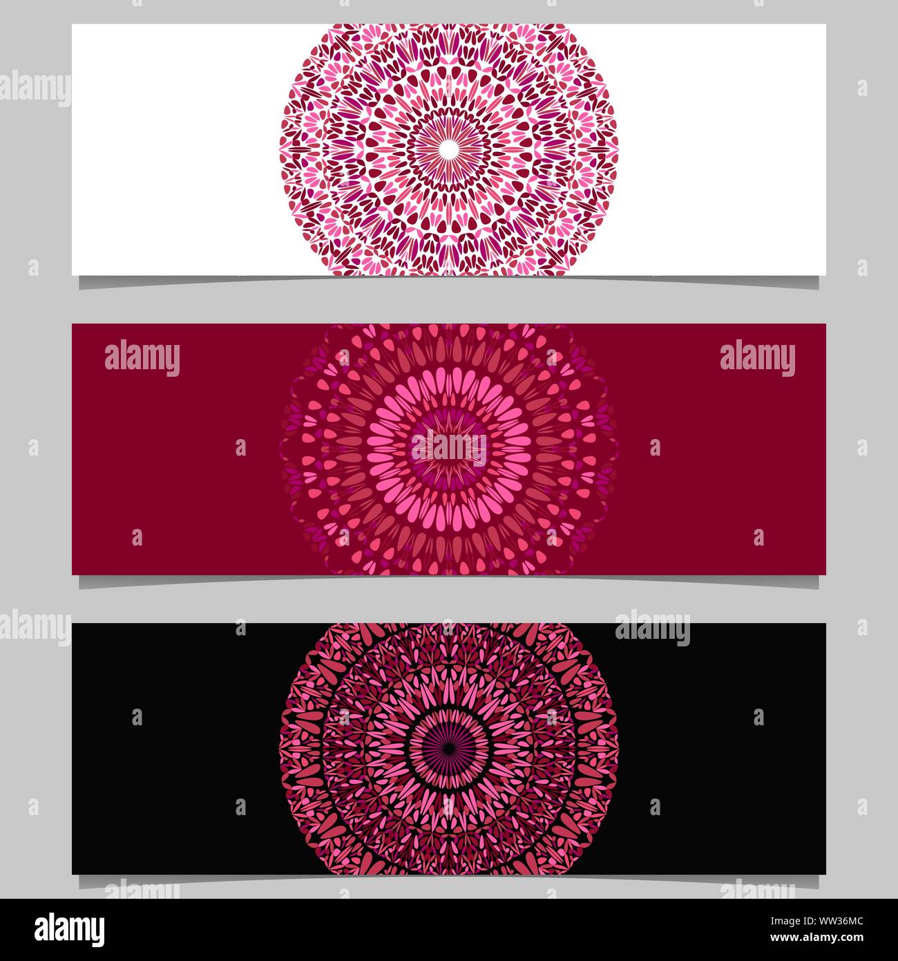 Geometrische horizontale Mandala banner Hintergrund - abstrakte farbenfrohe Vektorgrafik Elemente mit floralen Mandalas Stock Vektor