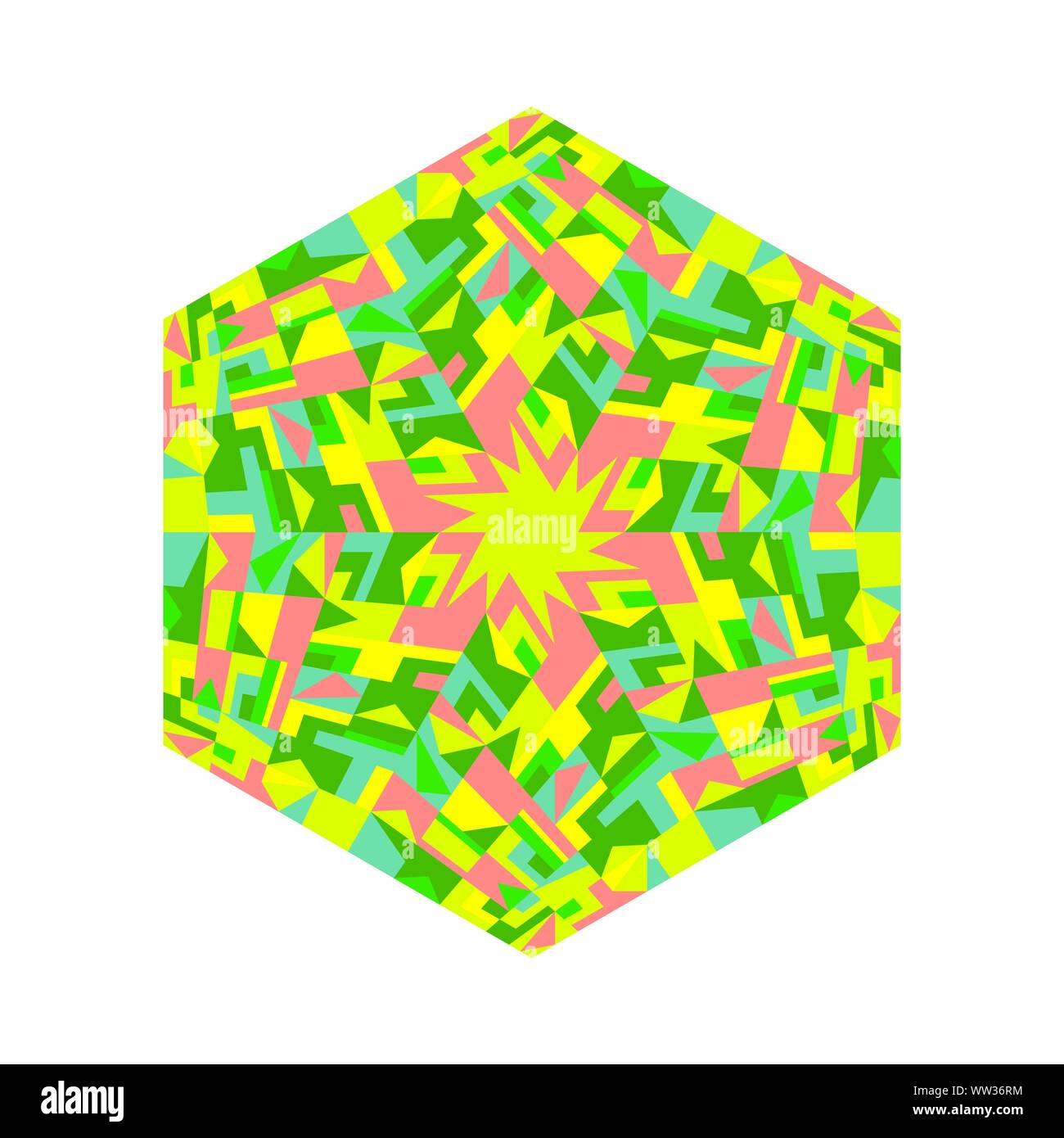 Isolierte Mosaik Verzierung Hexagon - Sechskant bunte geometrische Vektor element Stock Vektor