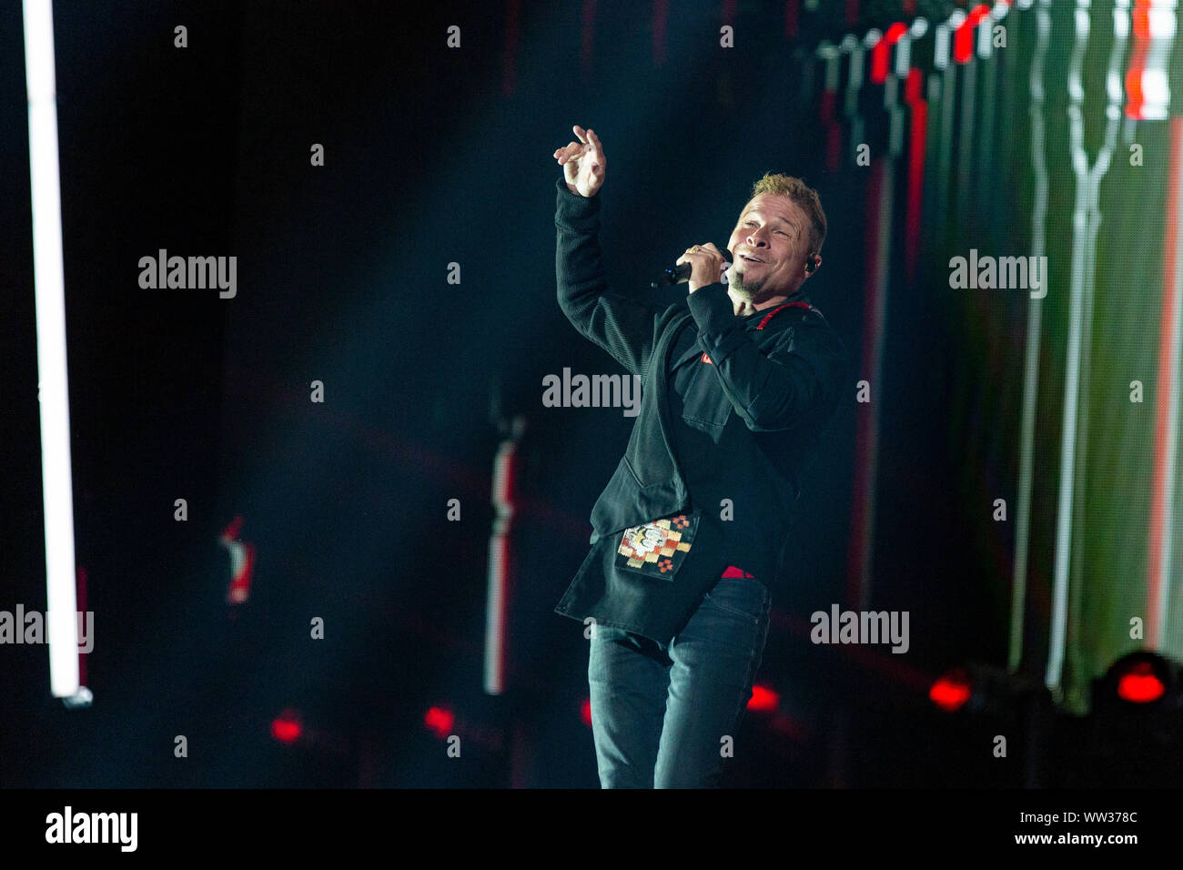 September 11, 2019, Milwaukee, Wisconsin, USA: BRIAN LITTRELL von Backstreet Boys während der DNA-World Tour bei Fiserv Forum in Milwaukee, Wisconsin (Bild: © Daniel DeSlover/ZUMA Draht) Stockfoto