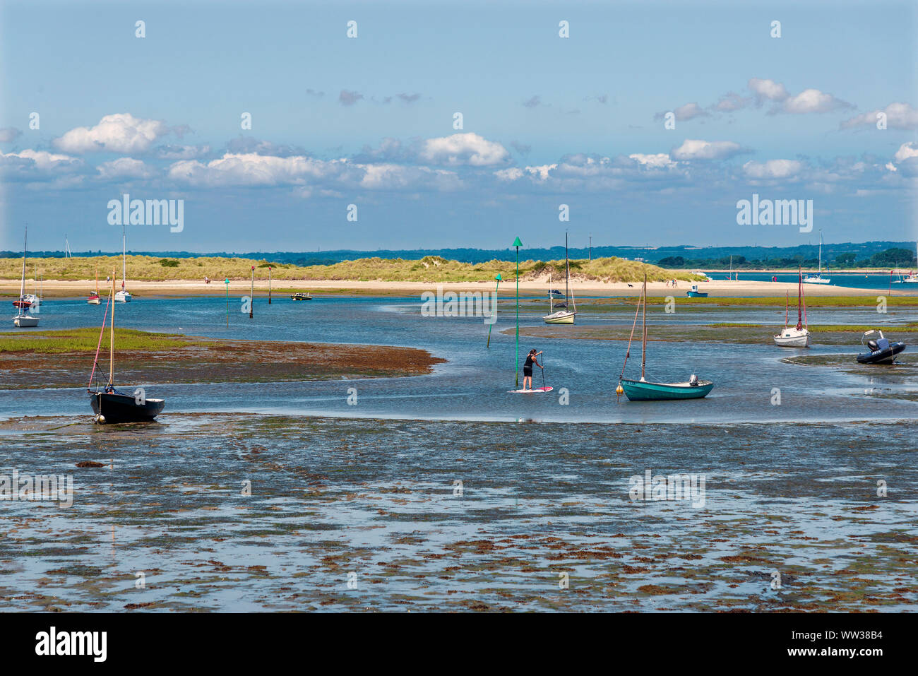 Anzeigen von Snowhill Creek in Richtung des National Trust Ost an West Wittering, Chichester Harbour Nr. Chichester, West Sussex, Großbritannien Stockfoto