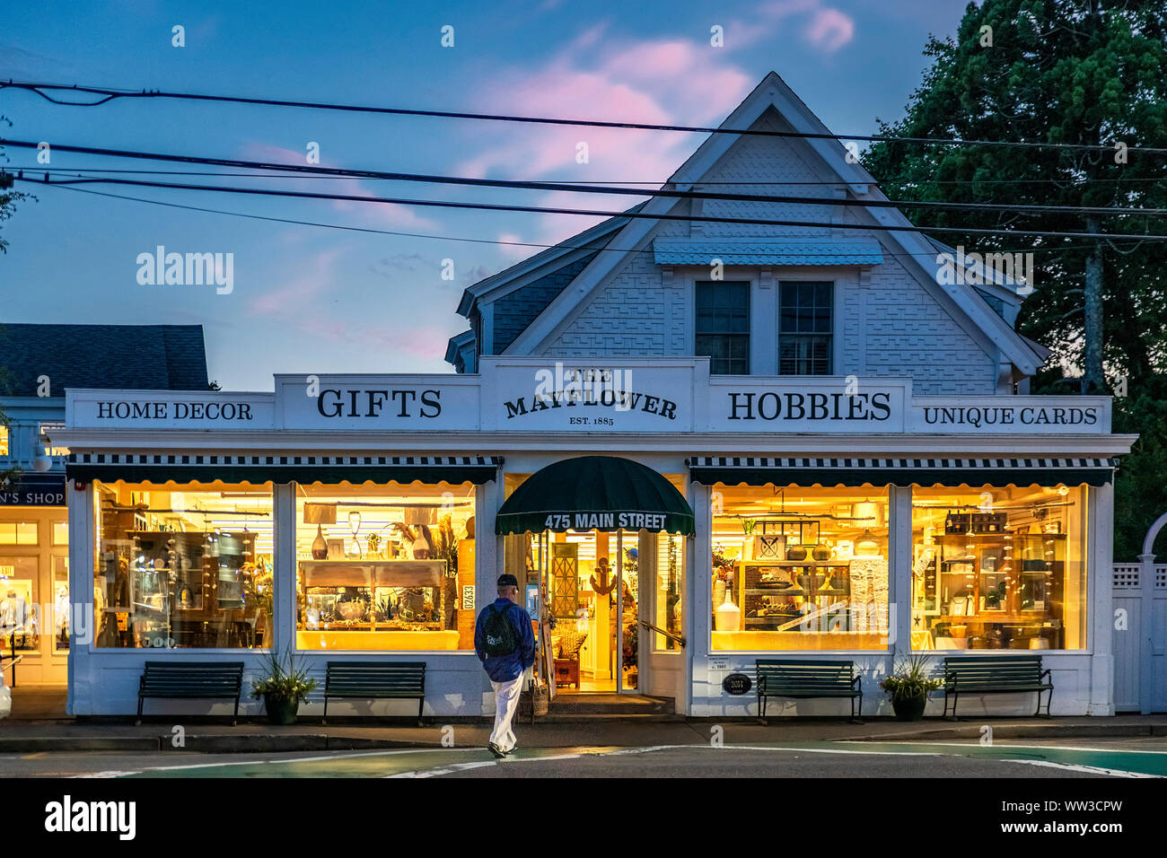 Die Mayflower Geschenk Shop, Chatham, Cape Cod, Massachusetts, USA. Stockfoto