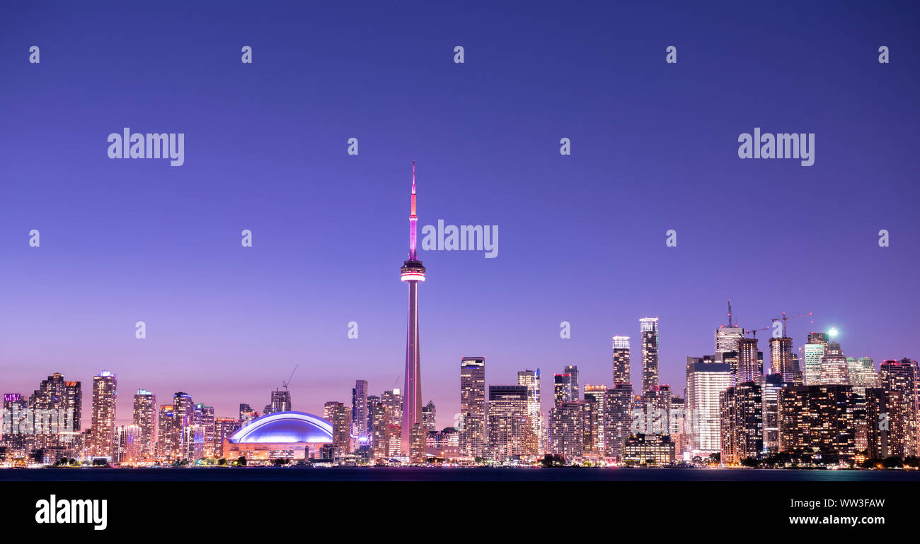 Toronto City Skyline bei Nacht, Ontario, Kanada Stockfoto