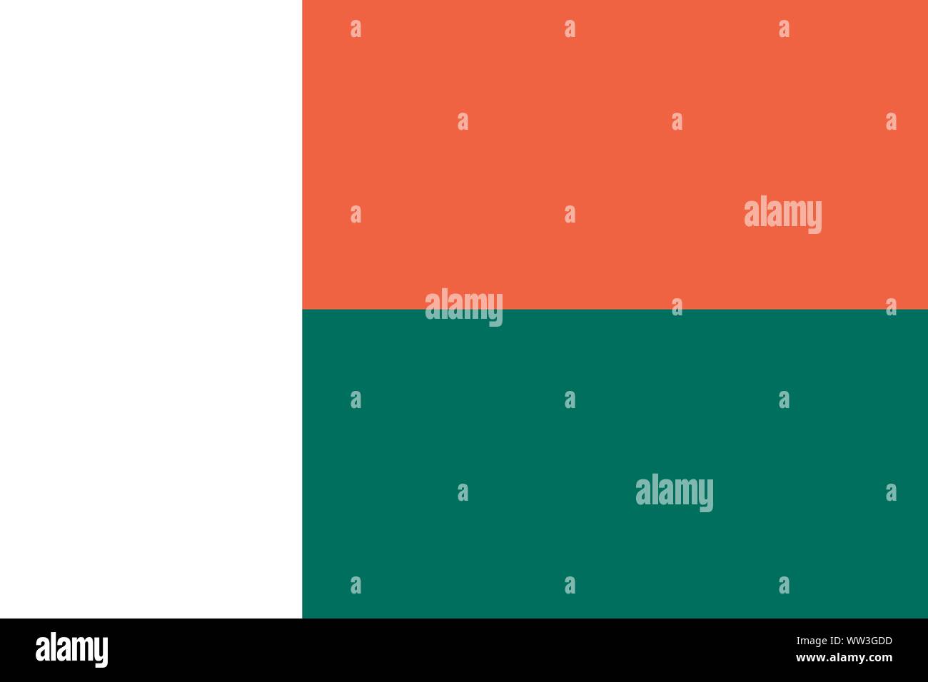 Madagaskar National Flagge. Vector Illustration. Antananarivo Stock Vektor
