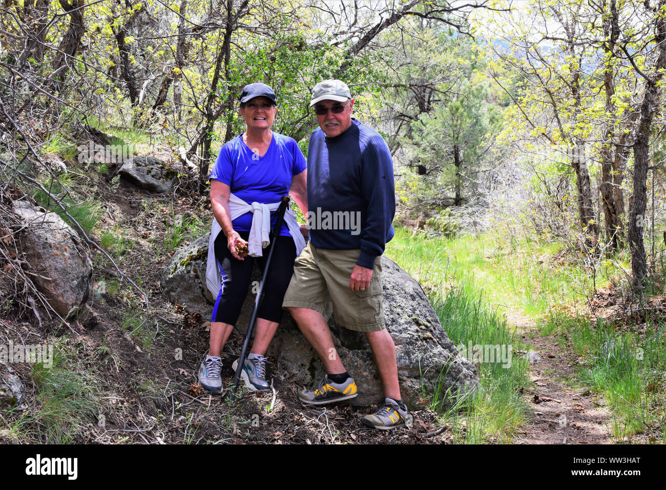 Mann und Frau Wandern in der schönen Natur von Utah. Stockfoto
