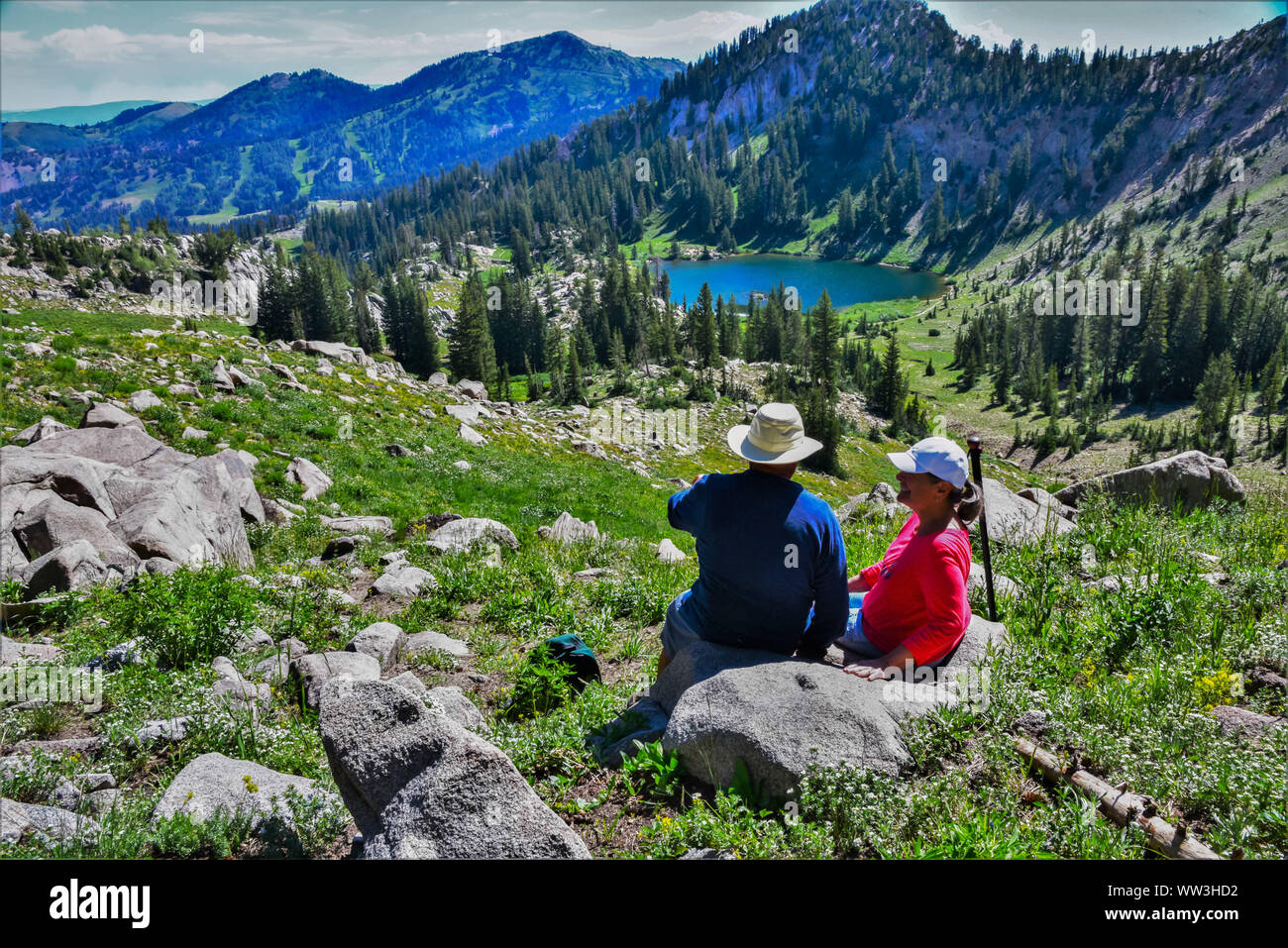 Mann und Frau Wandern in der schönen Natur von Utah. Stockfoto