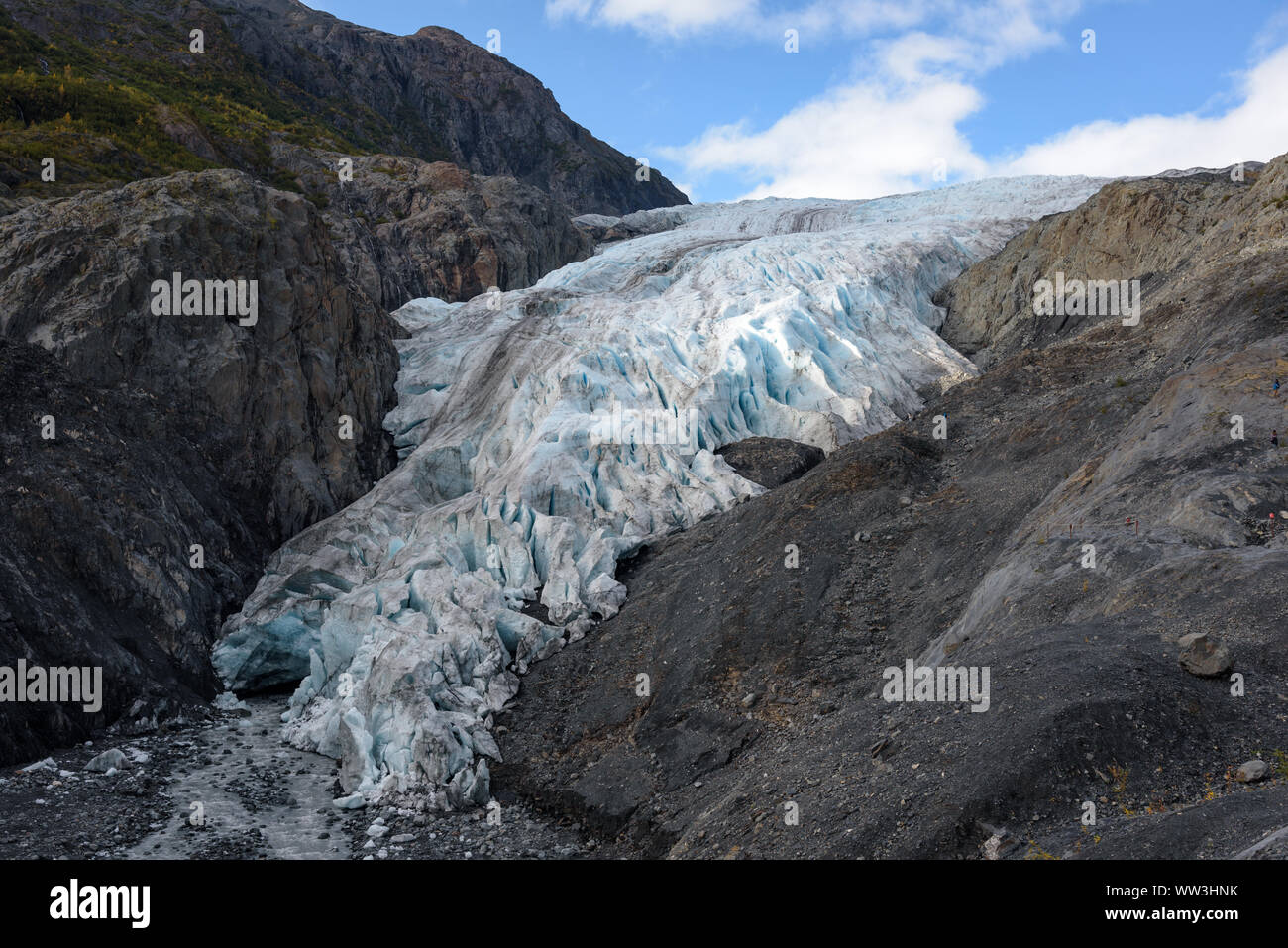 Blick auf Exit Glacier, Harding Icefield, Kenai Fjords National Park Seward, Alaska, United States Stockfoto