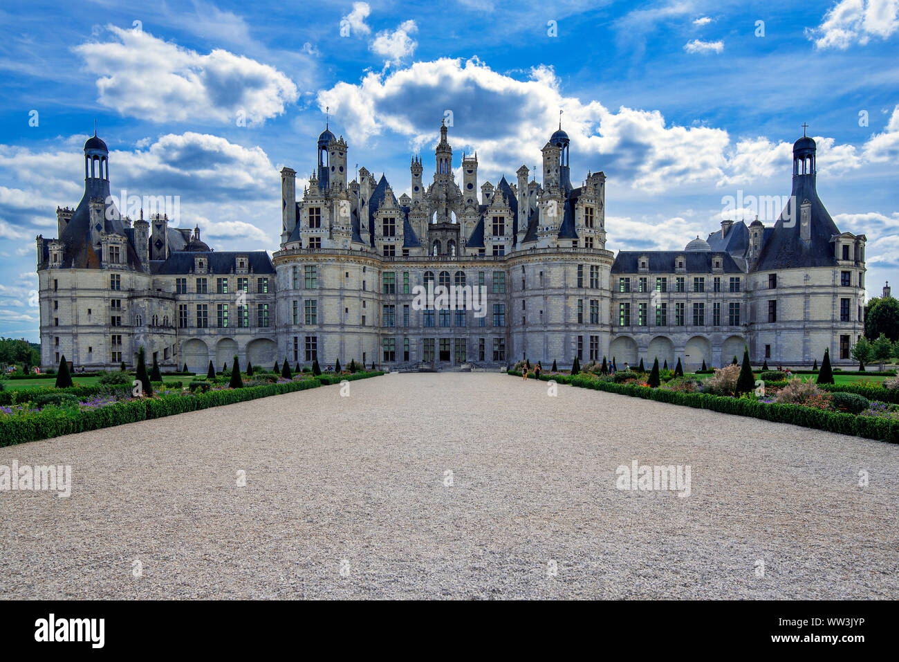 Schloss Chambord außen in Frankreich Stockfoto