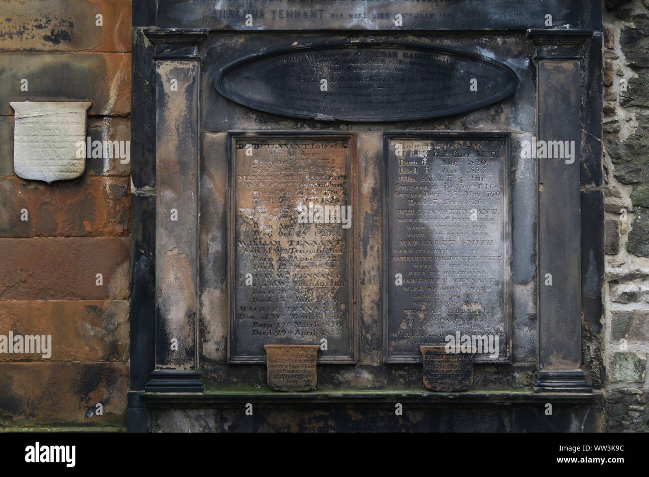 Tennant Familie Grabstein, Neue calton Grabstätte, Edinburgh Stockfoto