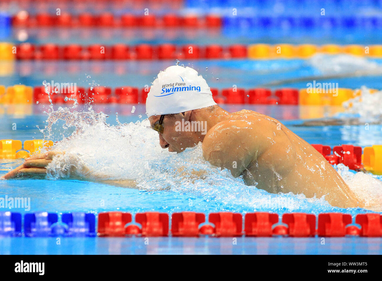 London, Großbritannien. 12 Sep, 2019. Oleksii Fedyna der Ukraine in Aktion während der Männer 100 m Brust SB 12. Welt Para Schwimmen Allianz Meisterschaften 2019 Tag 4 an der London Aquatics Centre in London am Donnerstag, den 12. September 2019. Dieses Bild dürfen nur für redaktionelle Zwecke verwendet werden. Redaktionelle Verwendung nur, pic von Steffan Bowen/Andrew Orchard sport Fotografie/Alamy Live news Credit: Andrew Orchard sport Fotografie/Alamy leben Nachrichten Stockfoto