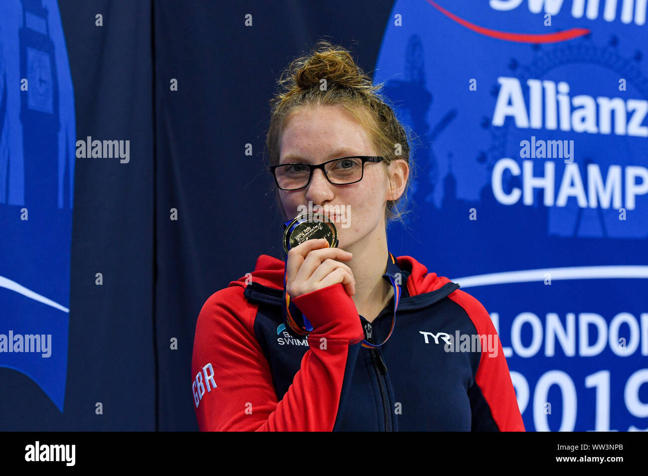 LONDON, VEREINIGTES KÖNIGREICH. 12 Sep, 2019. Während des Tages vier von 2019 Welt Para Schwimmen Allianz Meisterschaften bei London Aquatics Center am Donnerstag, den 12. September 2019. LONDON ENGLAND. Credit: Taka G Wu/Alamy leben Nachrichten Stockfoto