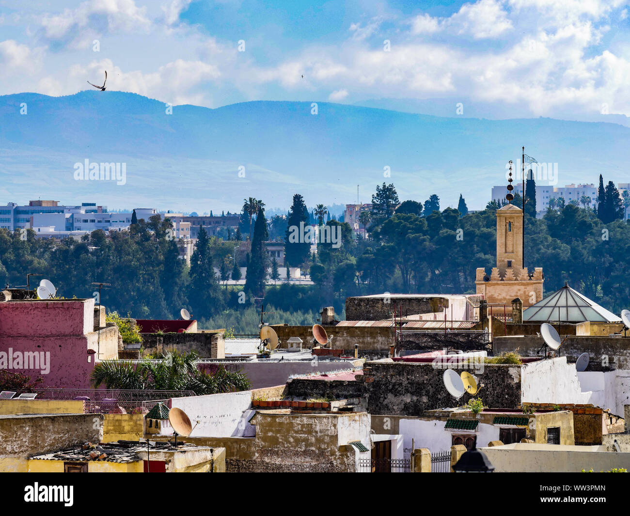 Marokko Meknes Ansicht über der Stadt Rom auf dem Dach Stockfoto