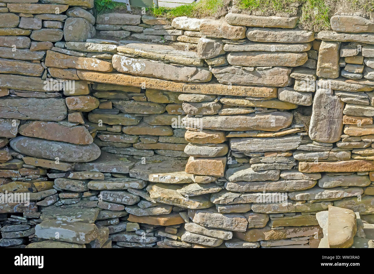 Skara Brae Neolitchic Abrechnung mehr als 5.000 Jahre alt ist der am besten erhaltene Steinzeit jungsteinzeitliche Dorf in Nordeuropa, Orkney, Schottland Stockfoto