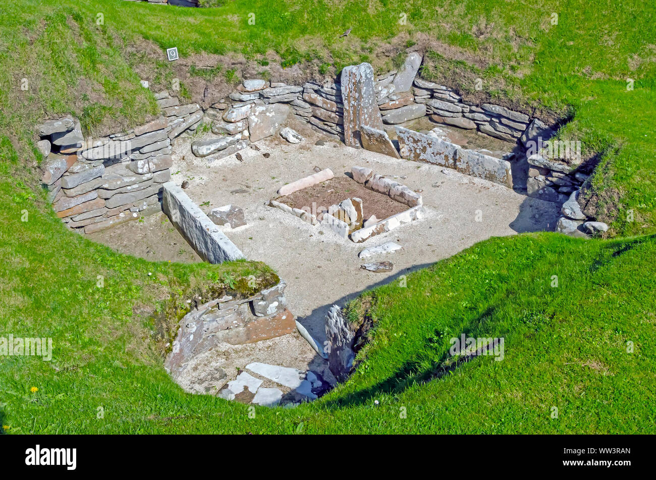 Skara Brae Neolitchic Abrechnung mehr als 5.000 Jahre alt ist der am besten erhaltene Steinzeit jungsteinzeitliche Dorf in Nordeuropa, Orkney, Schottland Stockfoto