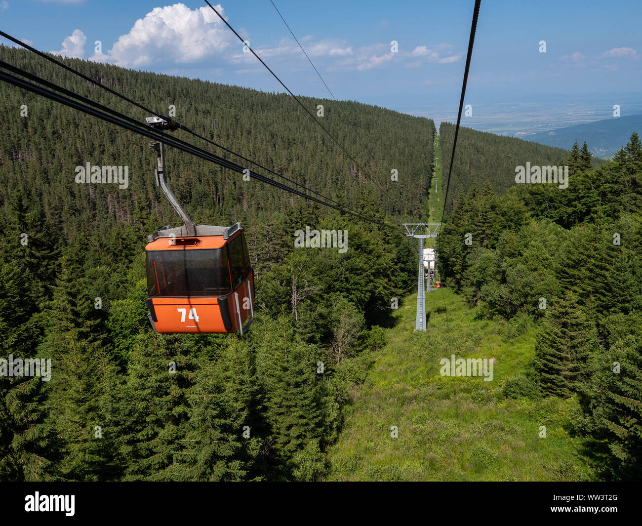 Seilbahn hinauf Vitosha Berg, Sofia, Bulgarien Stockfoto