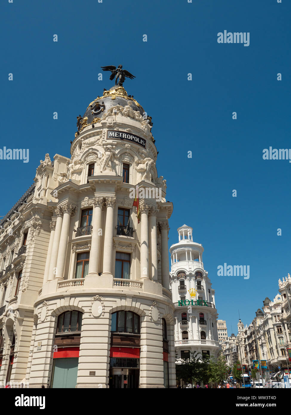 Das Metropolis Gebäude, Madrid, Spanien Stockfoto