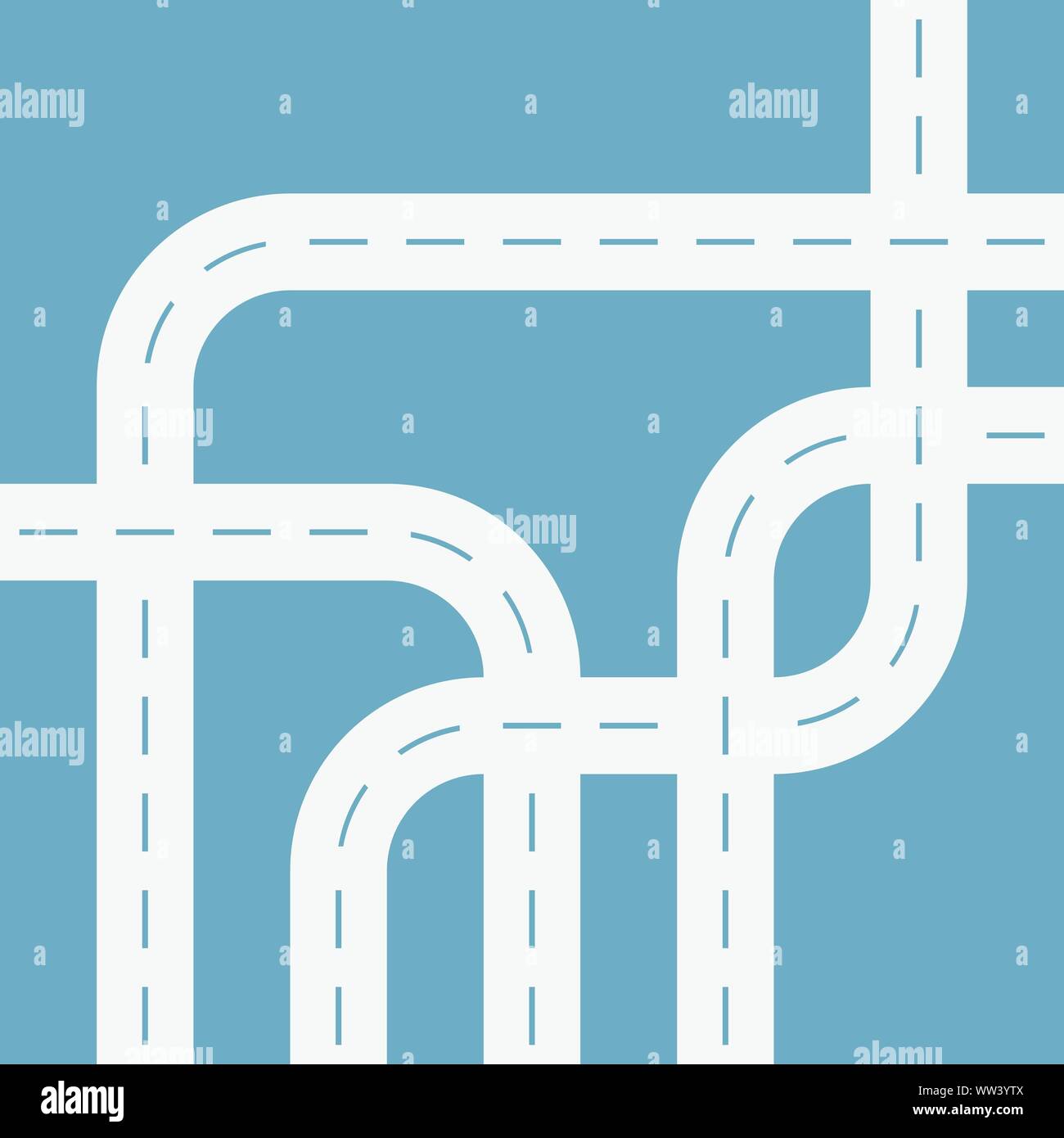 Weiß asphaltierte Straßen oder Gassen Ausschnitt blauen Hintergrund Muster - gruppiert sind leicht zu bearbeiten. Stock Vektor