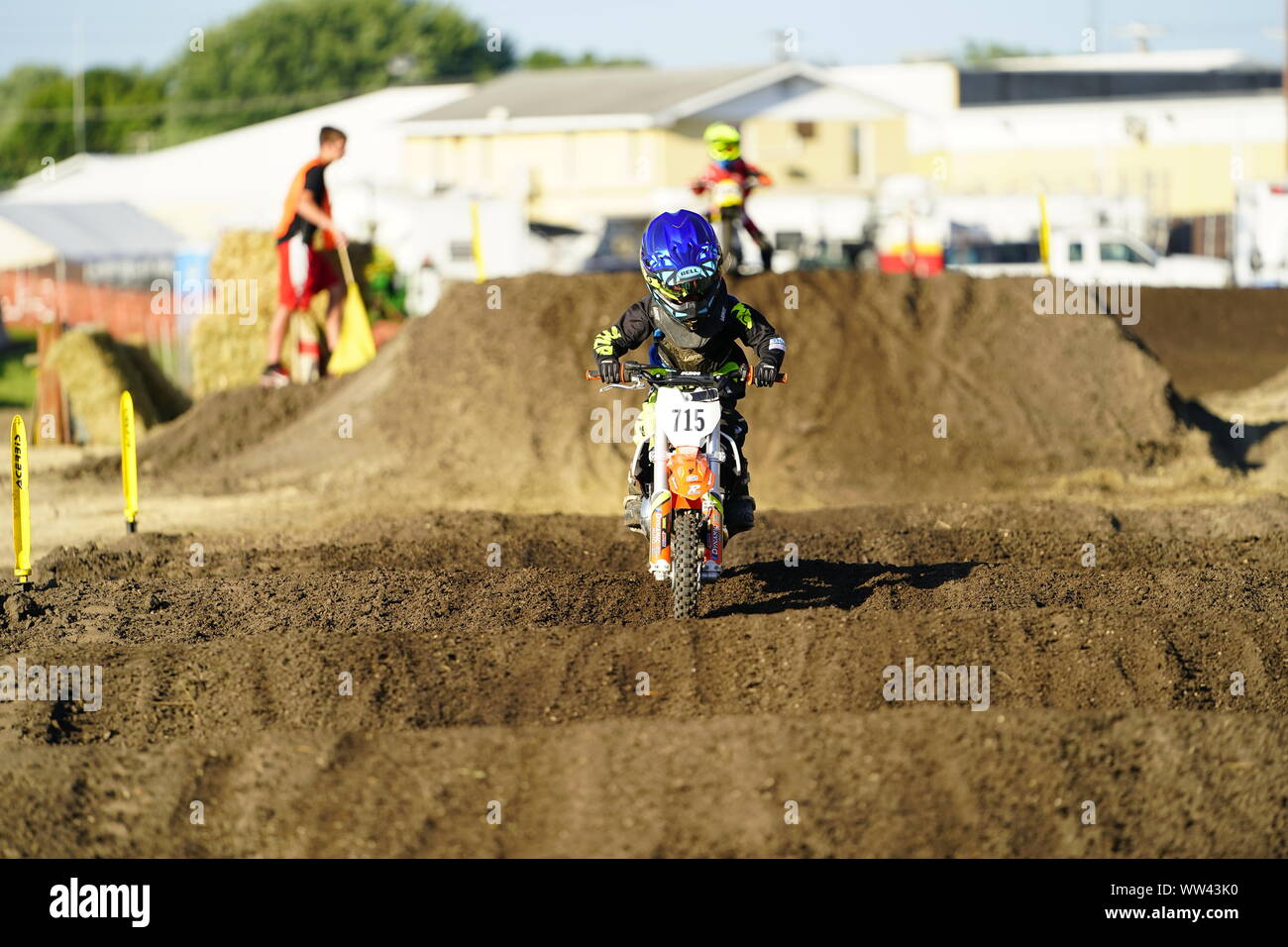 Monroe, Wisconsin - Juli 27th, 2019 Atv, Quad, und Dirt Bike Motokazie Rennen Wettbewerb von Minnesota statt einer Veranstaltung im Monroe County Fair. Stockfoto