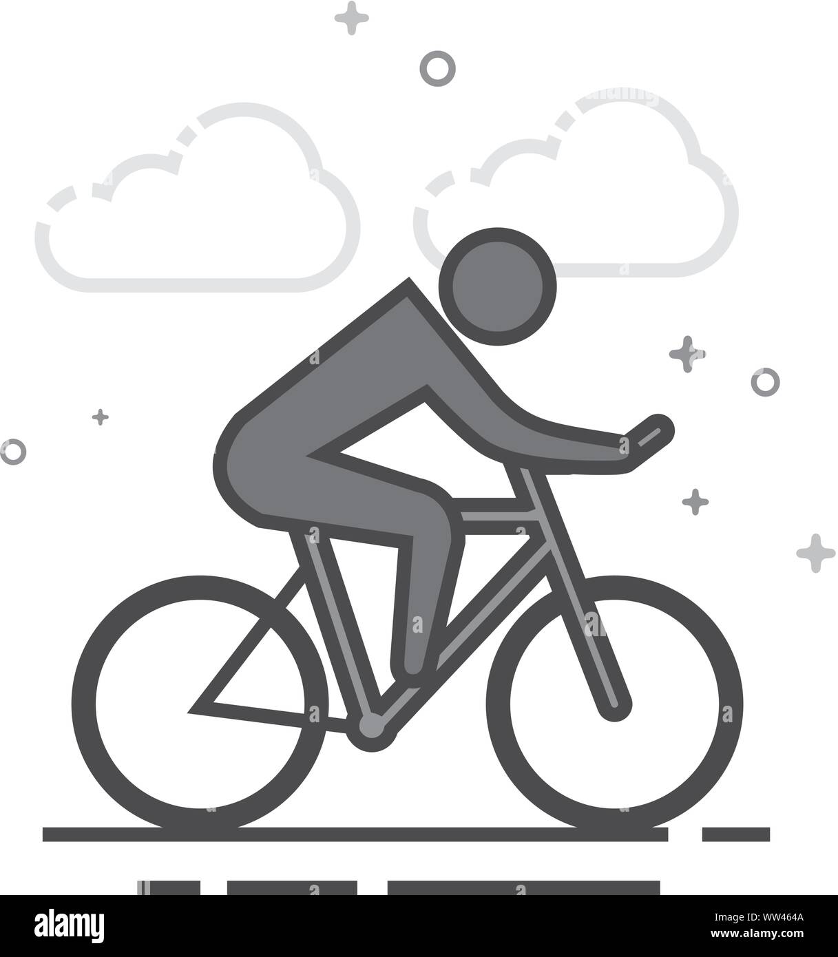 Radfahren Symbol in flachen Umrissen Graustufen Stil. Vector Illustration. Stock Vektor