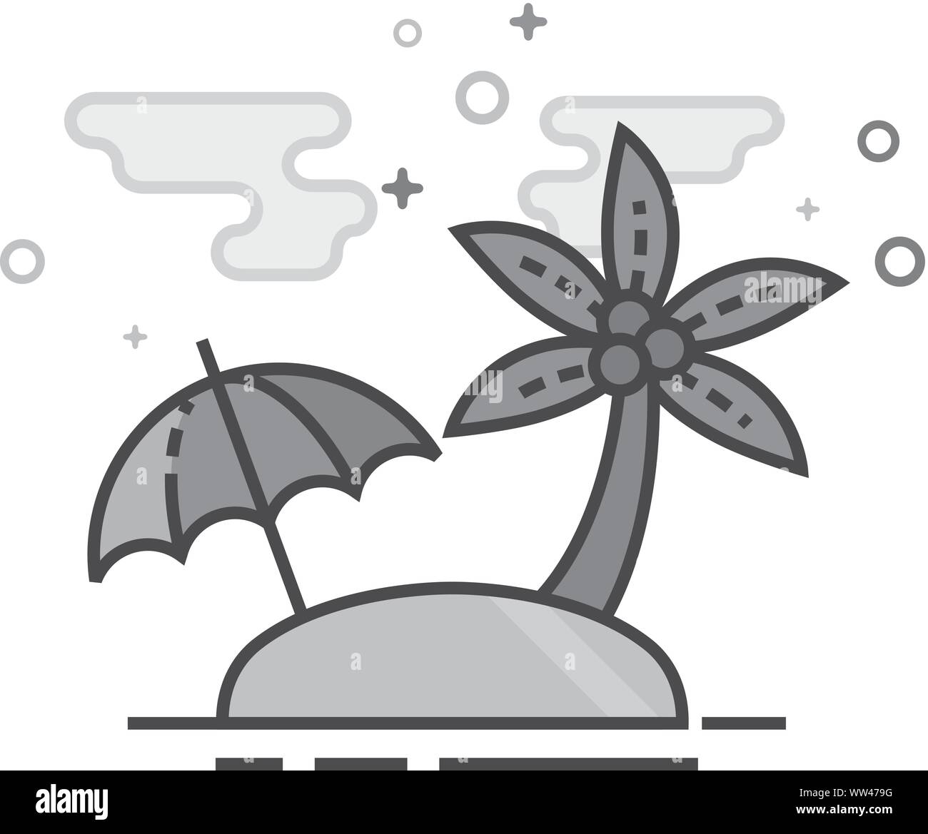 Insel Symbol in flachen Umrissen Graustufen Stil. Vector Illustration ...