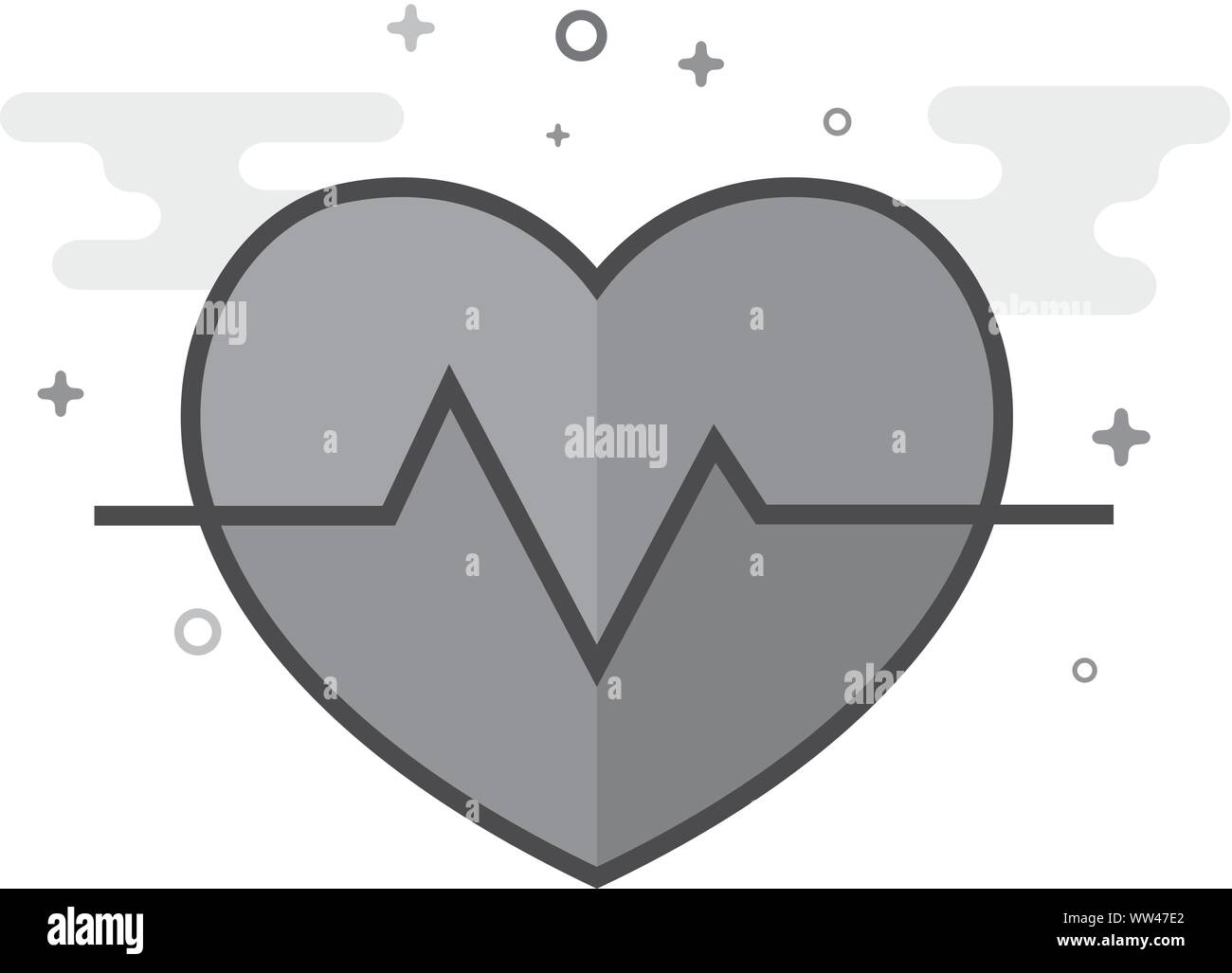Herzfrequenzsymbol in flachen Umrissen Graustufen Stil. Vector Illustration. Stock Vektor