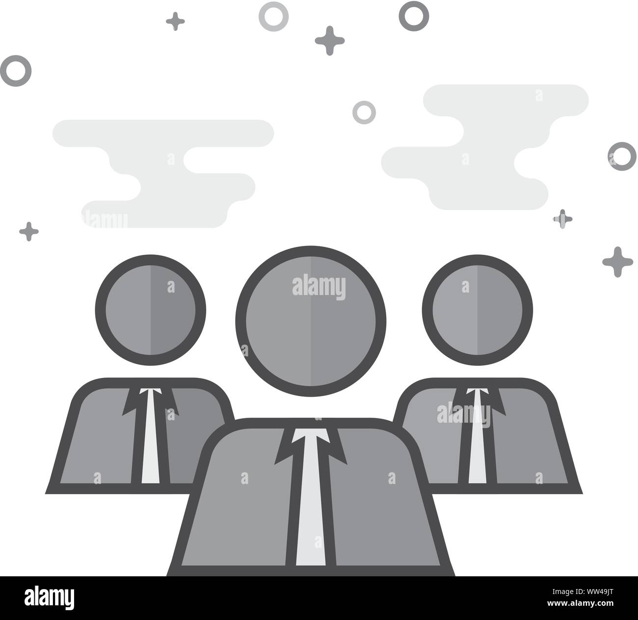 Teamwork Symbol in flachen Umrissen Graustufen Stil. Vector Illustration. Stock Vektor