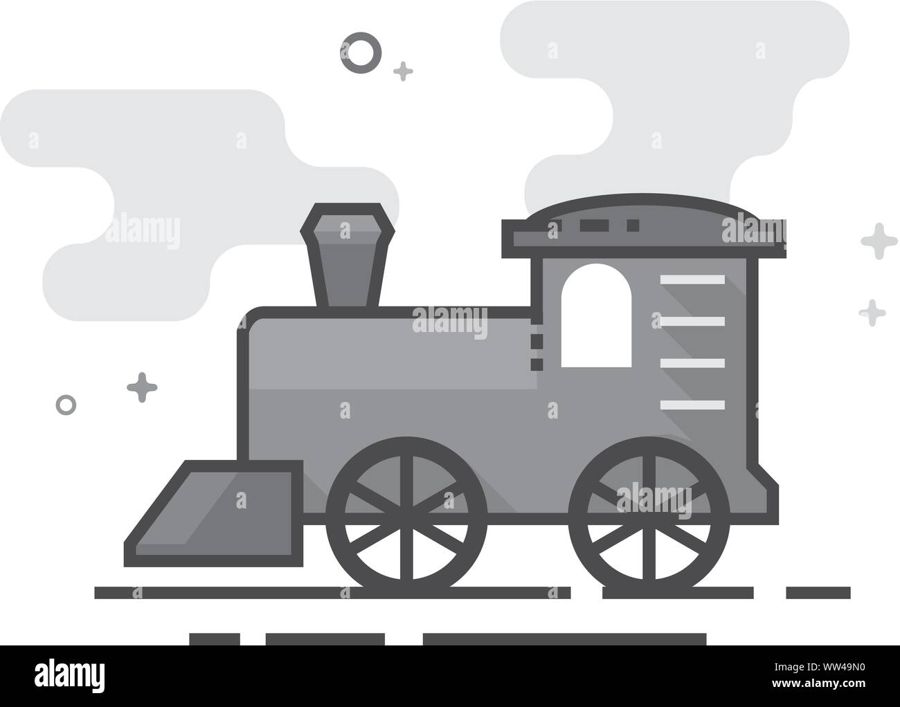 Lokomotive Spielzeug Symbol in flachen Umrissen Graustufen Stil. Vector Illustration. Stock Vektor