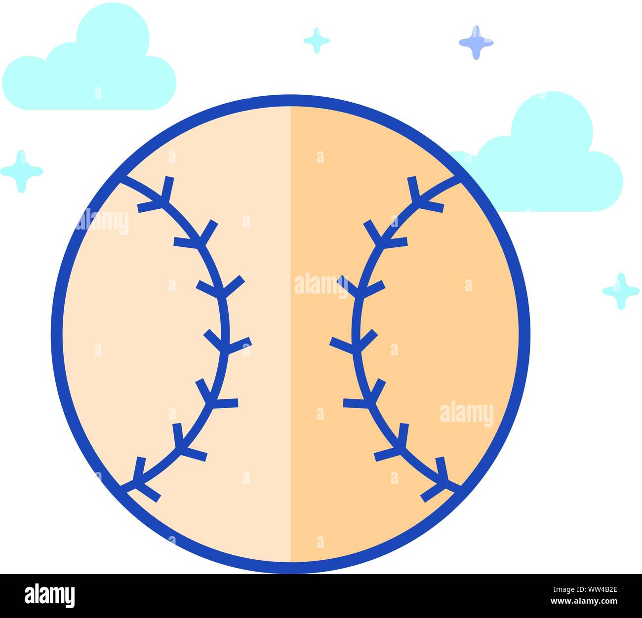 Baseball Symbol in Umrissen flachen Farbe Stil. Vector Illustration. Stock Vektor