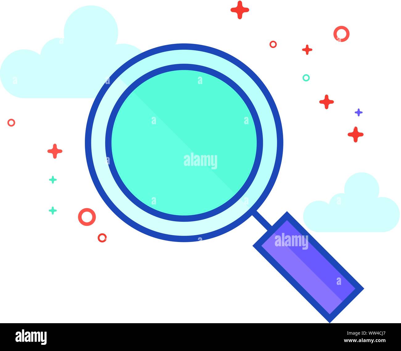 Lupensymbol in Umrissen flachen Farbe Stil. Vector Illustration. Stock Vektor