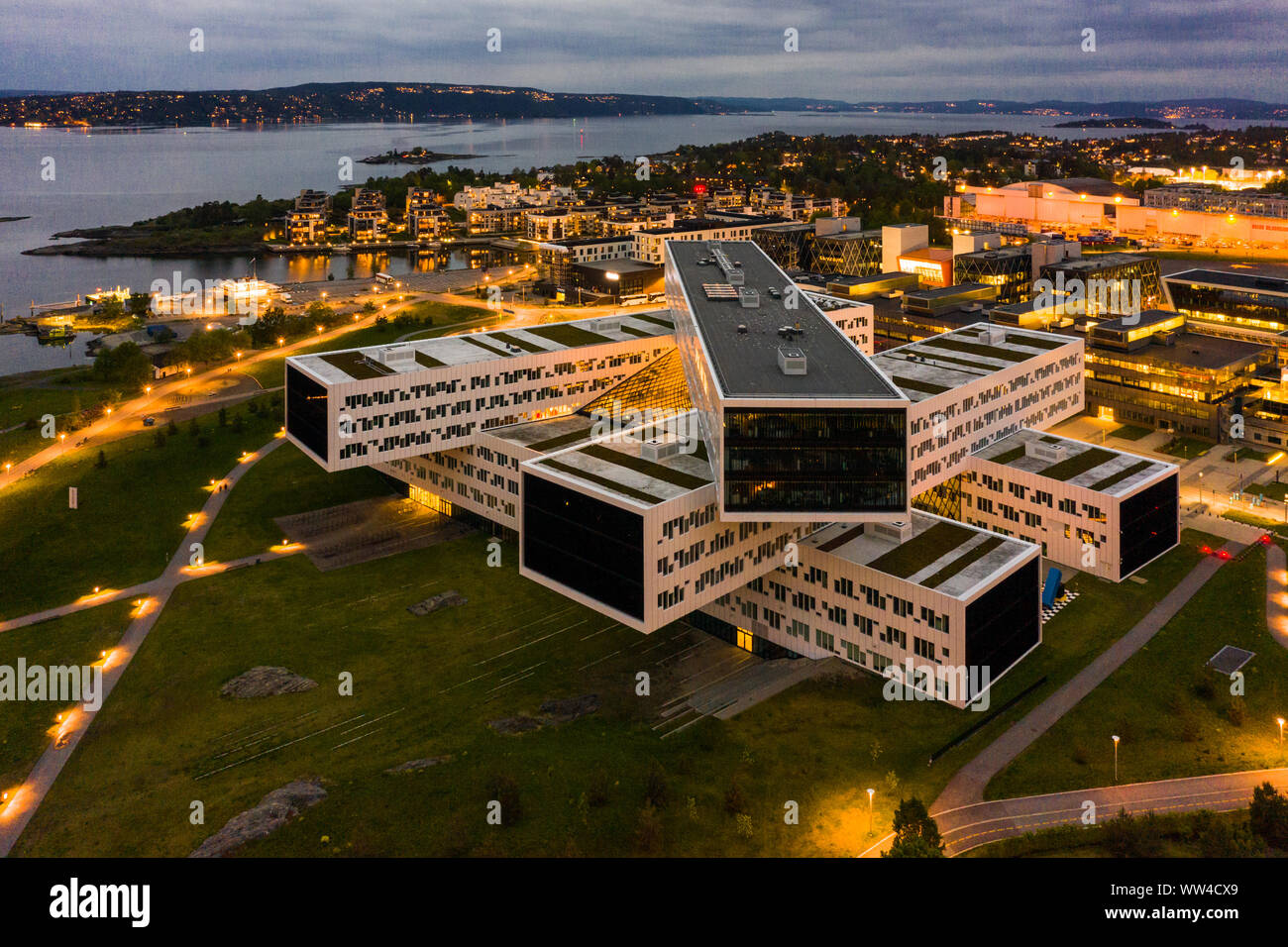 Equinor Hauptsitz in Fornebu, in der Nähe von Oslo, Norwegen Stockfoto