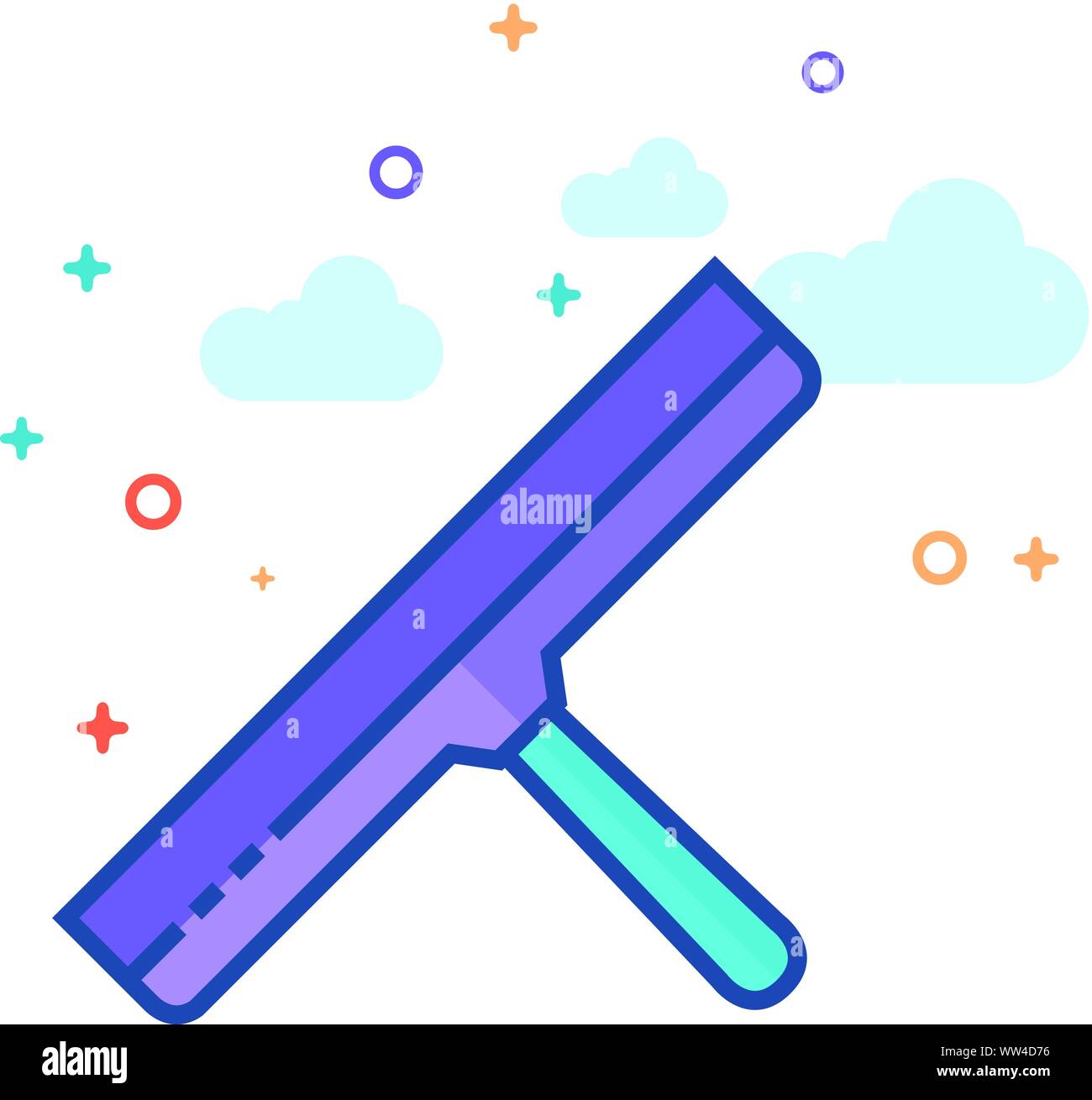 Glas Schaber Symbol in Umrissen flachen Farbe Stil. Vector Illustration. Stock Vektor