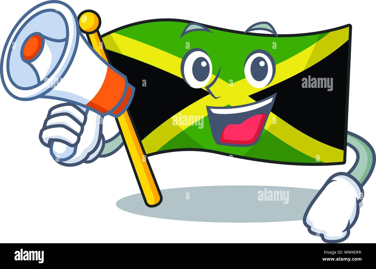 Mit megafon Flagge Jamaika isoliert mit der Cartoon Stock Vektor