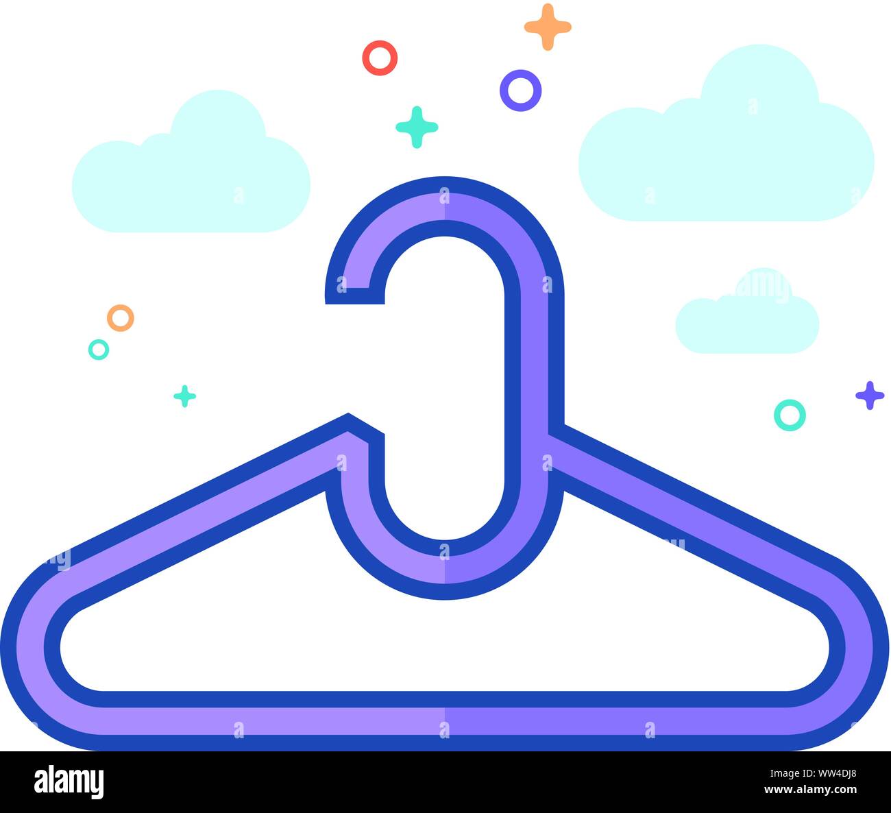 Kleiderbügel Symbol in Umrissen flachen Farbe Stil. Vector Illustration. Stock Vektor