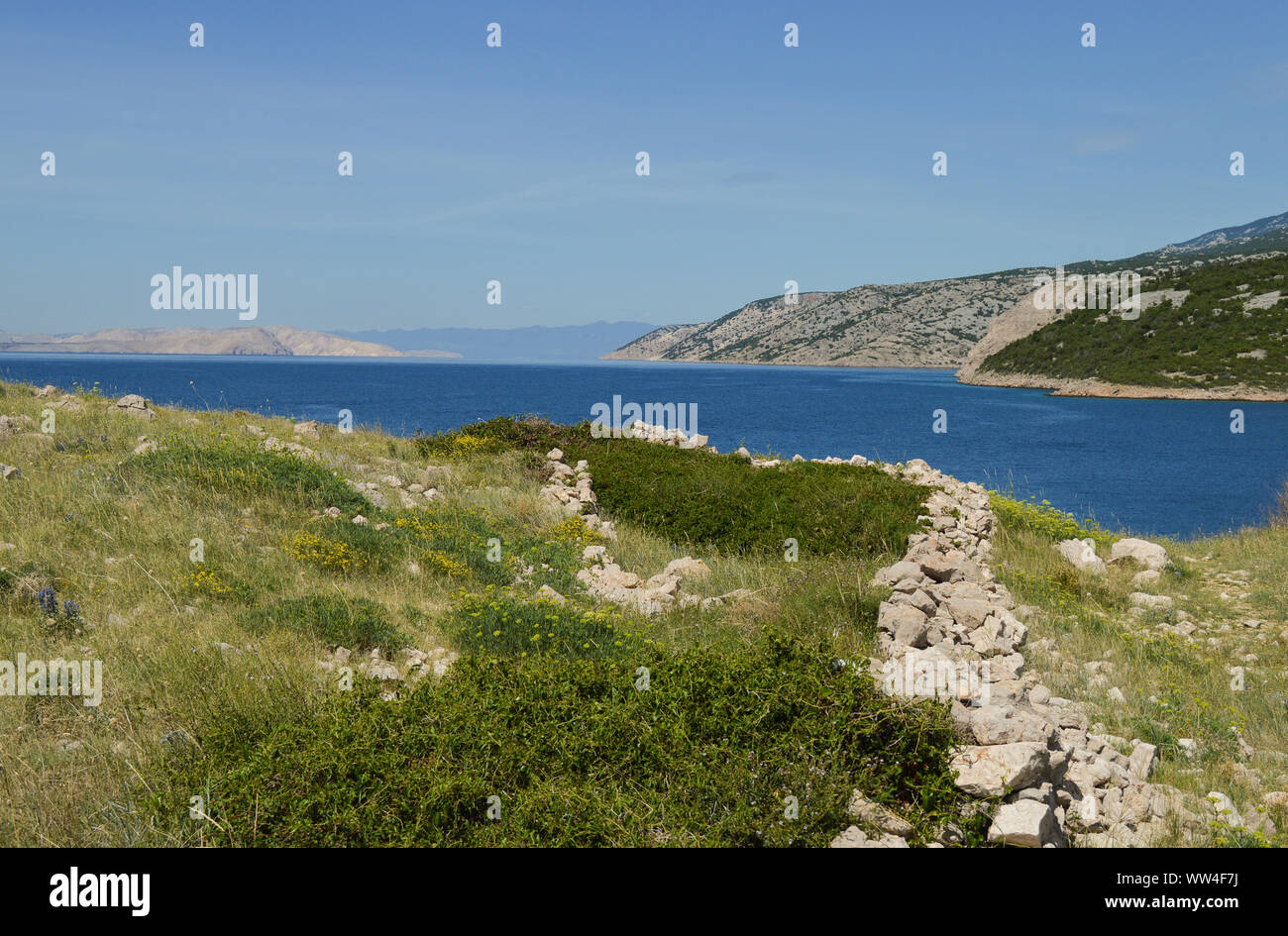 Nord Adria Landschaft, die Küste in der Nähe von Stinica in Kroatien Stockfoto