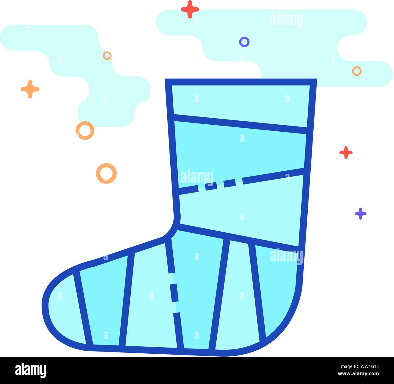 Verletzten Fuß Symbol in Umrissen flachen Farbe Stil. Vector Illustration. Stock Vektor