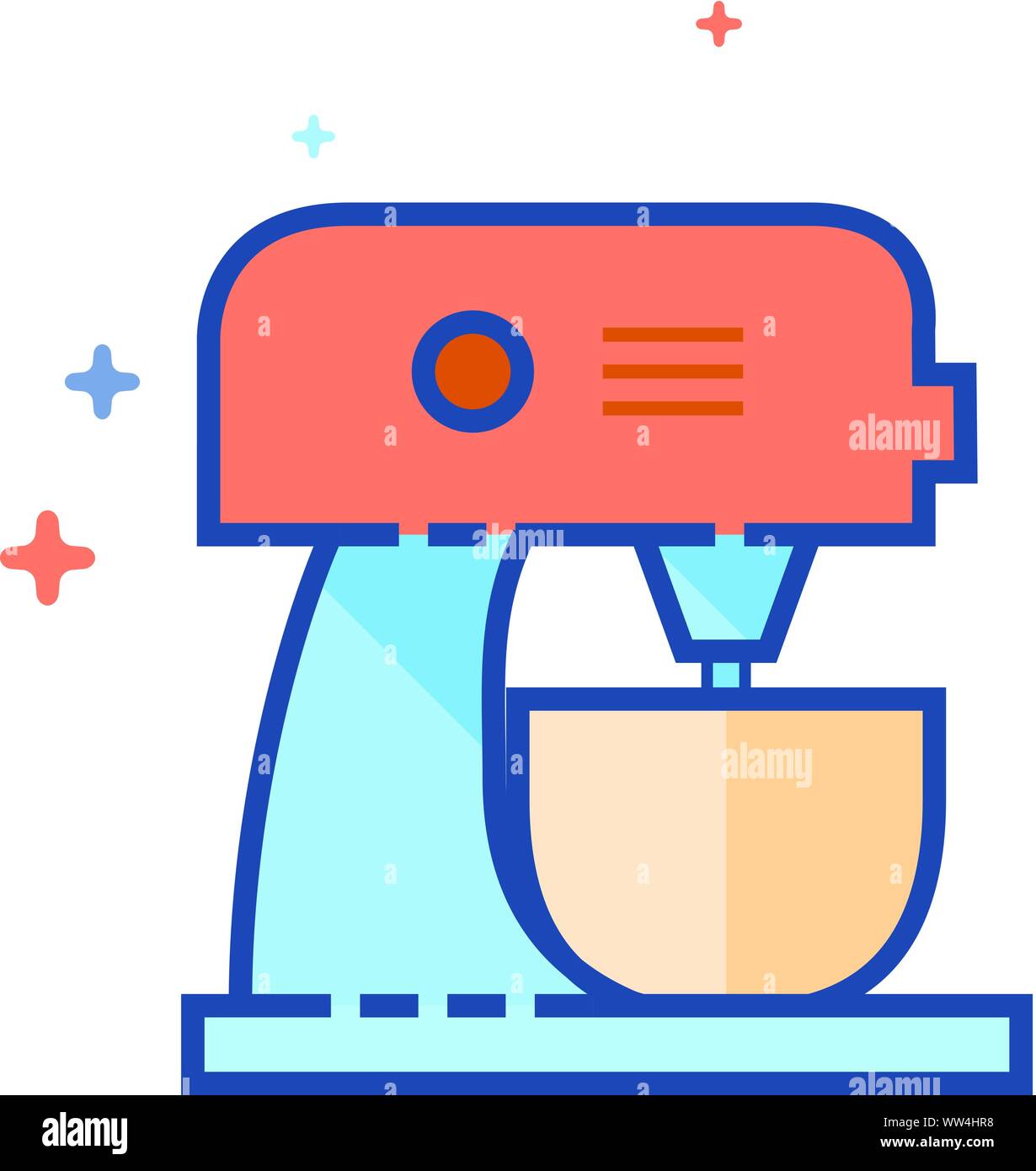 Mixer Symbol in Umrissen flachen Farbe Stil. Vector Illustration. Stock Vektor