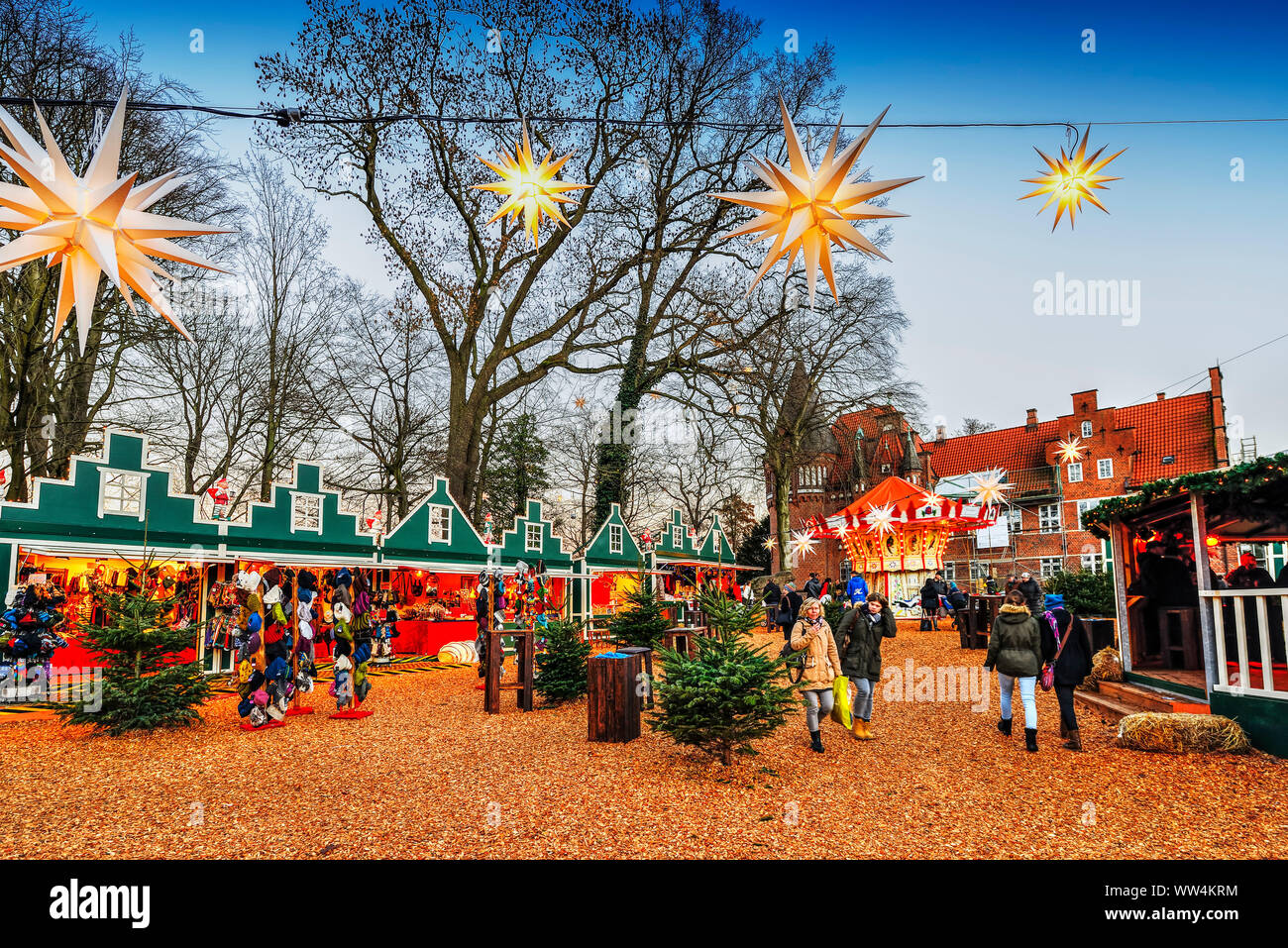 Weihnachtsmarkt am Schloss in Bergedorf, Hamburg Stockfoto
