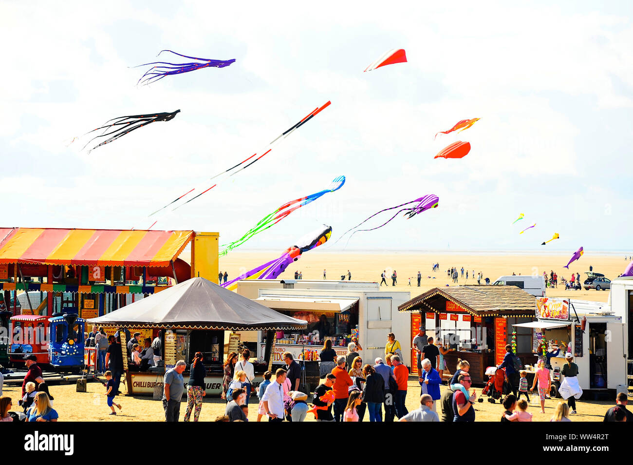 Die achte St Annes International Kite Festival 2019 auf die Städte Strand Stockfoto