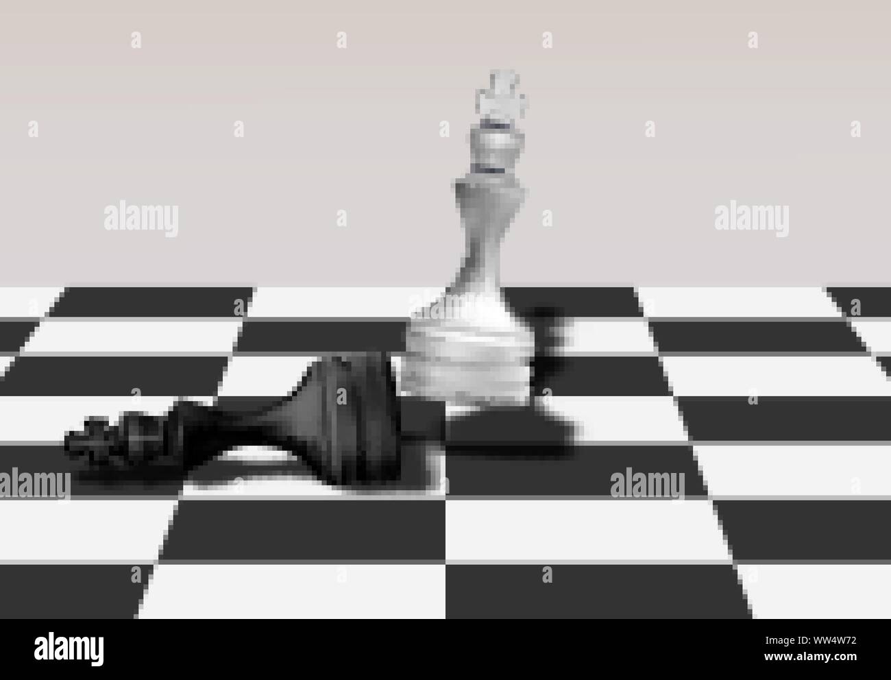 Weiß Chess King/Queen Brechen Schwarz Chess King/Queen, Business Wettbewerb Konzept. Taktische Strategie. Vector Illustration Stock Vektor