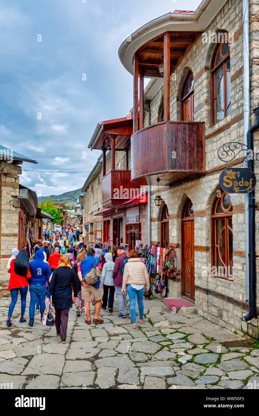 Huseinov Street, Lahij, Aserbaidschan Stockfoto