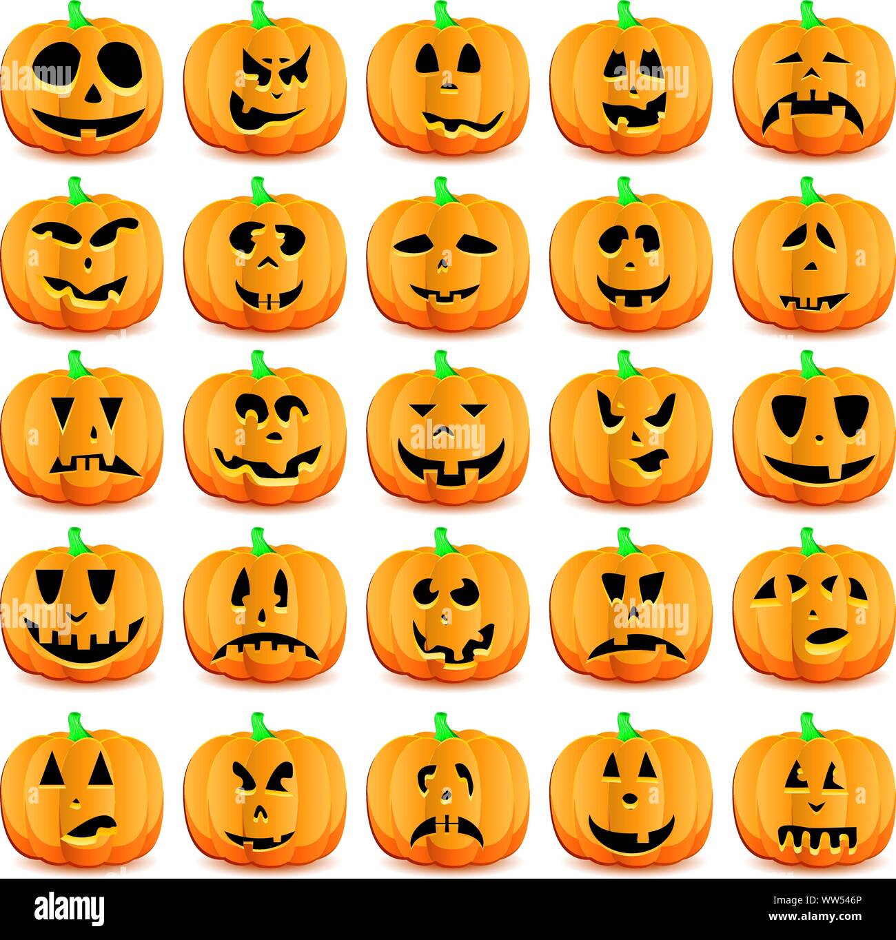 Große Halloween Kürbisse mit Jack O'Lantern Gesicht, Vektor, Abbildung Stock Vektor