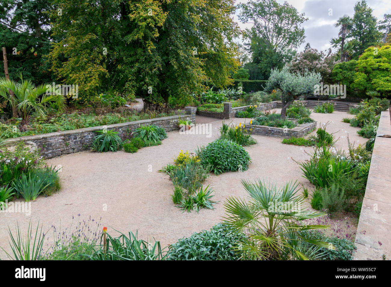 Der mediterrane Garten im Denkmalgeschützten Dyffryn Gardens, Tal von Glamorgan, Wales, Großbritannien Stockfoto