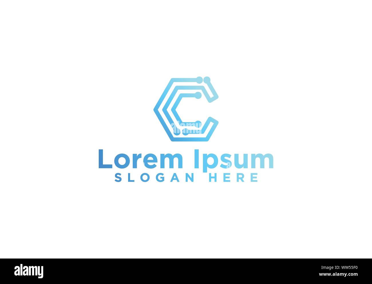 Digitale Leter C Logo Designs Vector Illustration Stock Vektor